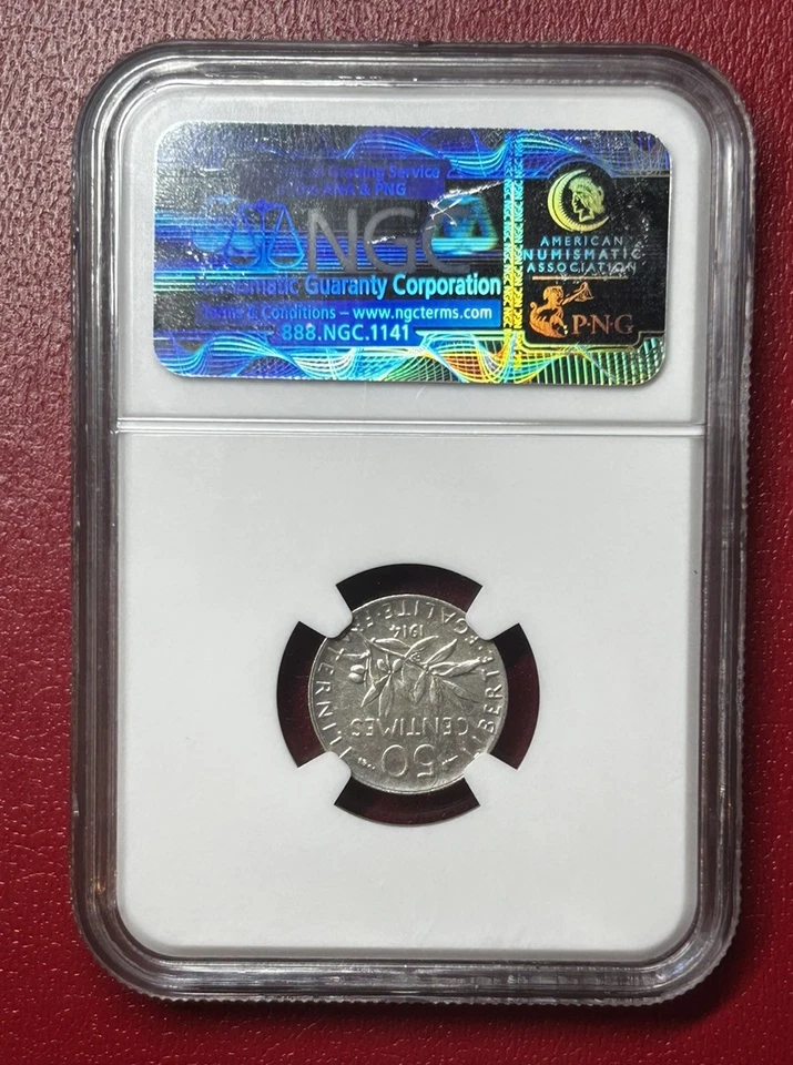 NGC 1914 France 50c AU 58 Beautiful Coin Amazing NGC Graded Certified Rare Coin - Image 2 of 4