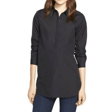 AYR The Easy Half Placket Poplin Popover Tunic Top S