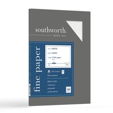 Southworth 25% Cotton Business Paper, 8.5x11, 24 lb, Linen, White, 100 Sheets