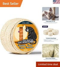 50 Feet of Durable Sisal Rope for Cat Scratchers - 1/4 Inch, Eco-Friendly Option