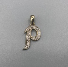 9ct Gold Diamond Initial P Pendant - 375 Hallmarked