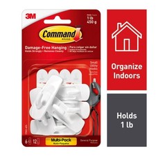3M Command Small Plastic Hook 2.37 in. L 6 pk