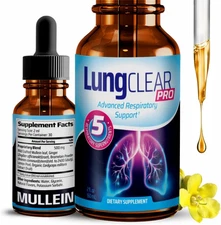 Lung Support Supplement Drops with Wild Mullein Leaf Extract for Lungs and Mucus