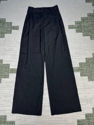 Massimo Dutti Studio Flowing Wide Leg Pants Women 6 Black Wool Belt Loops Travel