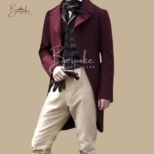 Men  s Burgundy Regency Tailcoat Victorian 19th Century Steampunk Coat Bespoke