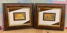 Pair Vtg Italian "Creazioni Artistiche" Handmade Chromolithographs, 1"x1.75"