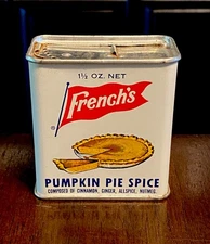 Vintage French’s 1 1/2 OZ. Pumpkin Pie Spice Tin - FULL  / Rochester N.Y.