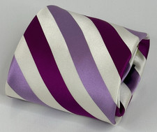 Vintage City of London Tie Necktie 100 Silk 60" x 3.5" Stripe Pink/ Purple