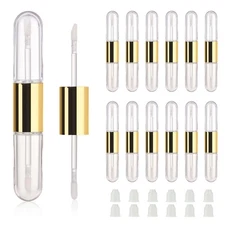 12pcs Gold Flat 4ml*2 dual Ended lip gloss tubes 8ml double end lipgloss tube...