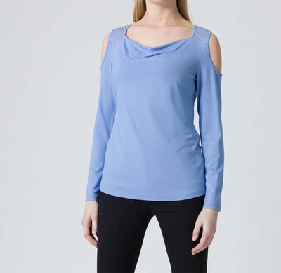 Shirt blau 48 Damen Frühlings Shirt mit Strassbesatz UVP: 59,99  A199