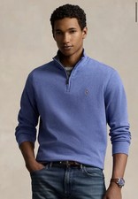 VTG Polo Ralph Lauren 1/4 Zip Sweater Mens S Blue Estate Rib Made in USA