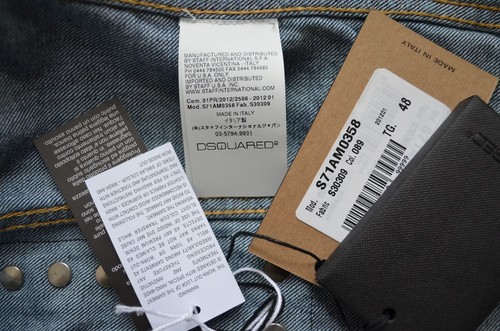 Dsquared ² Cool Nieten Adler Patch Waschung Blau Denim Black Lederjacke 38 48 M - Bild 12 von 12