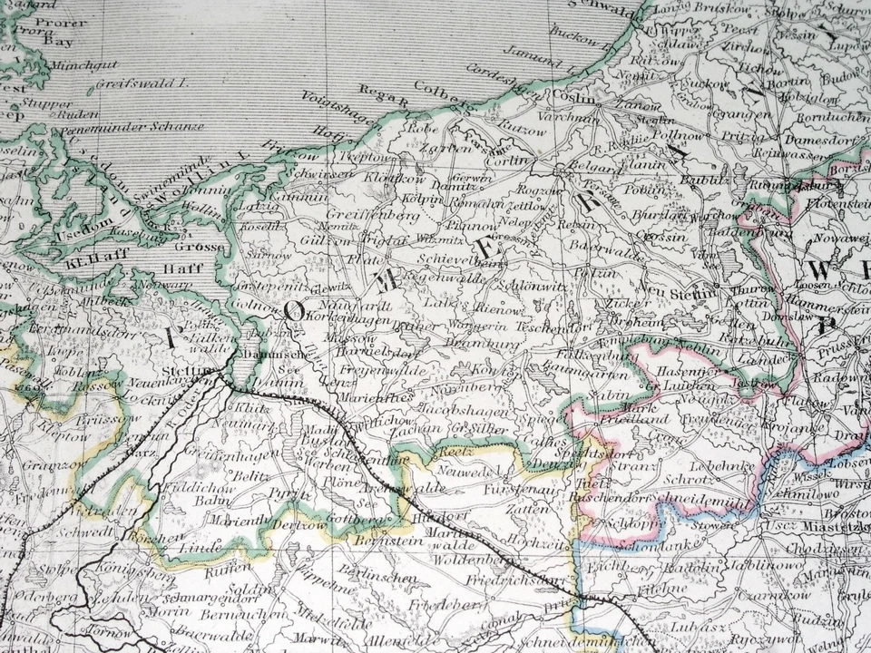 1844 ANTIQUE JOHNSTON MAP OF EAST PRUSSIA POMERANIA SILESIA POLAND GERMANY   - Image 4 of 4
