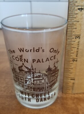 Vintage Mid-Century CORN PALACE South Dakota  Souvenir Drinking Glass Tumbler