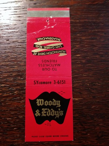 Vintage Matchcover: Woody & Eddy's, Pasadena, CA   29 - Bild 1 von 3