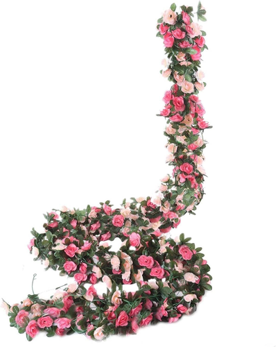5Pcs 41FT Pink Flower Garland Artificial Rose Arch Vines Fake Spring Floral Garl - Picture 10 of 12
