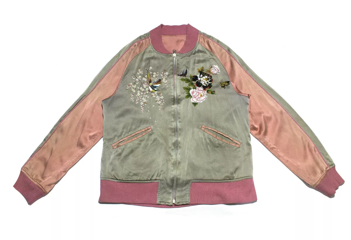 Vintage Karl Helmut Japan Sukajan Souvenir Jacket Silk Medium Reversible