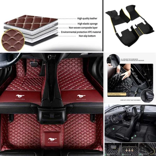 For Ford Mustang Coupe/Convertible Car Floor Mats & Trunk Mat Waterproof Carpets - Picture 13 of 52