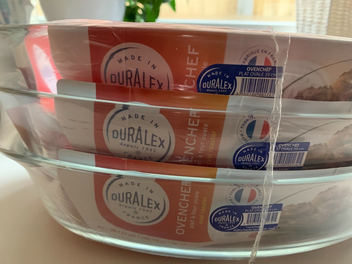 Duralex Ovenchef Set of Oval Roasters Shock Proof Tempered Glass Oven Dish