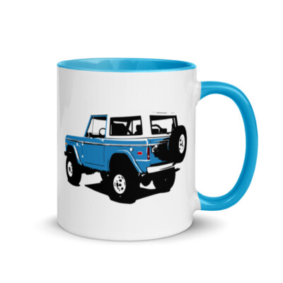Retro Blue Bronco Owner Gift Mug with Color Inside
