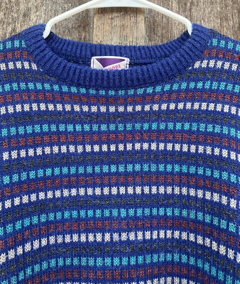Vintage 80 s Honors Men s (L) Acrylic Pullover Crewneck Sweater Colorblock Atrai