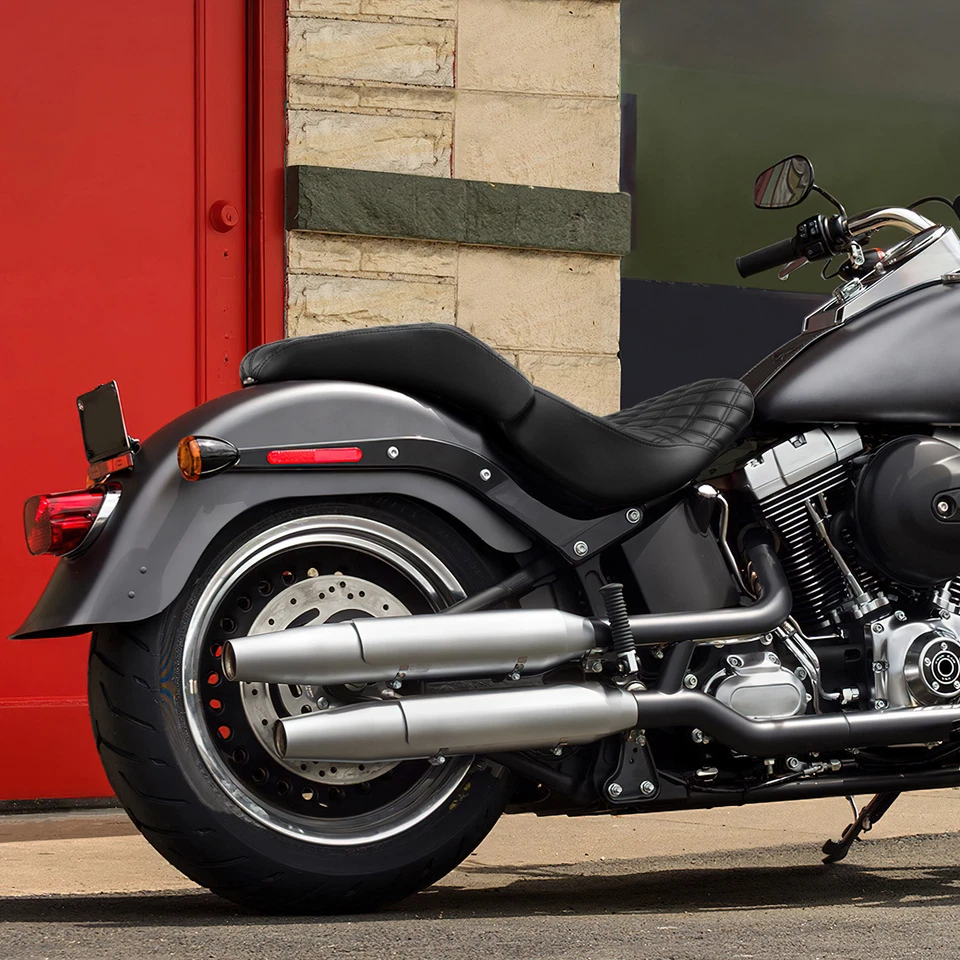 Asientos de conductor y pasajero negros aptos para Harley Fat Boy FLSTF FLSTFB FLSTFBS 07-17 Foto 3 de 4