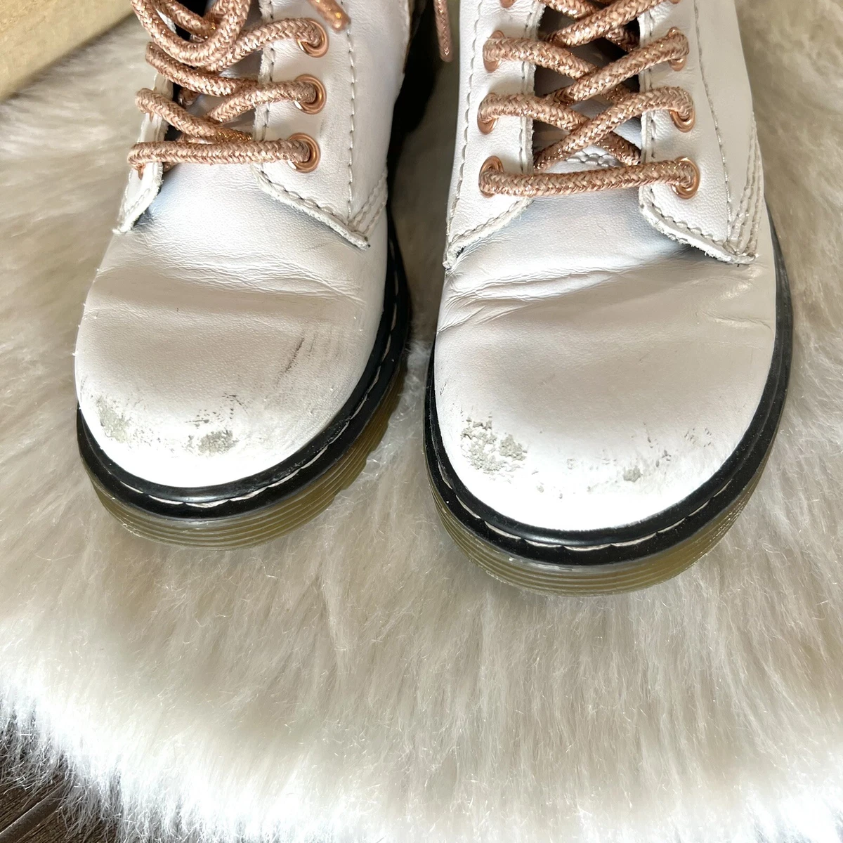 White and rose gold dr martens cheap