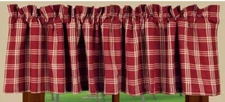 Valance 72 inch Barn Red Middletown Check Country Primitive Curtain