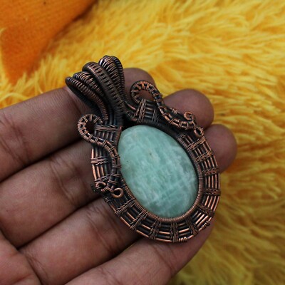 Amazonite Handmade Pendant Copper Wire Wrapped Pendant Wire Wrapped Jewelry