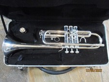 Silver C key TRUMPET with case and mouthpiece.