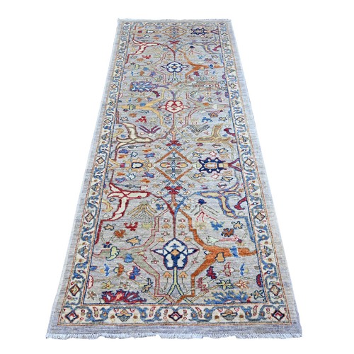 3'1"x8'2" Horse Gray Fine Aryana Bidjar Garus Design Runner Oriental Rug R88261