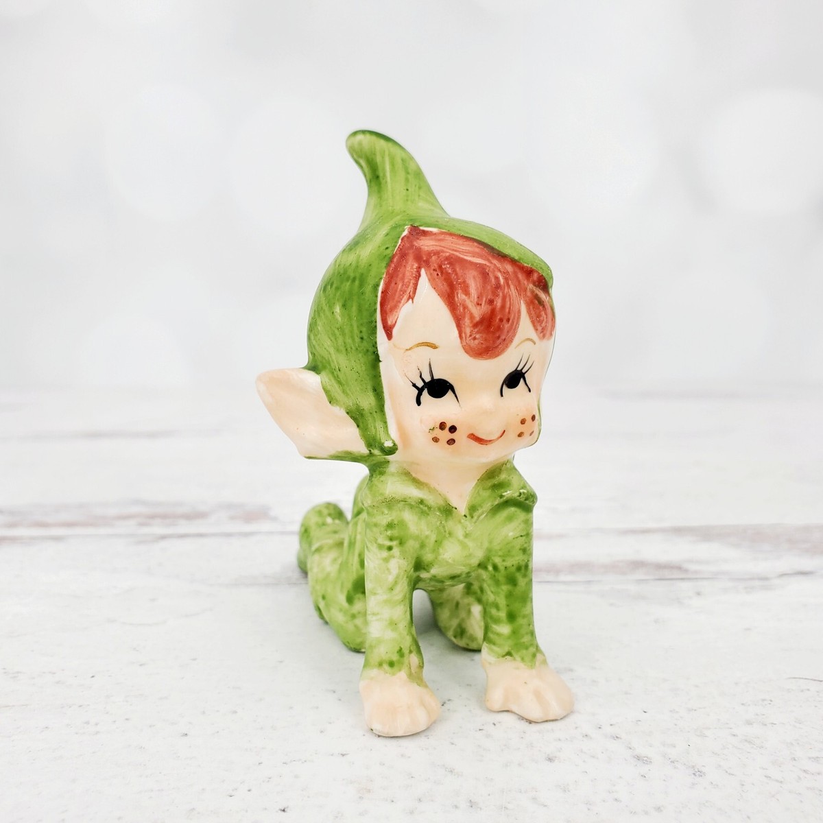 Vintage Japan Hand Painted Green Pixie Elf Ceramic Figurines | eBay