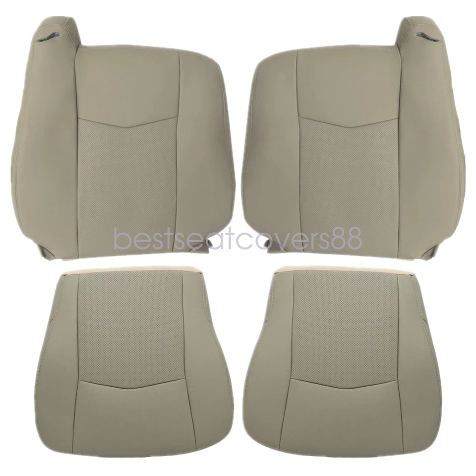 Cubierta de asiento de cuero Perf para parte inferior delantera y trasera inclinada bronceada para Cadillac SRX 2004-2009 Foto 3 de 4