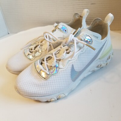Nike React Element 55 Womens Size 6.5 White Running Shoes Sneakers CN0147-100