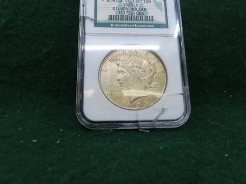 NGC 1923-S Binion Collection Silver Peace Dollar with Broken Holder (Bin 1)
