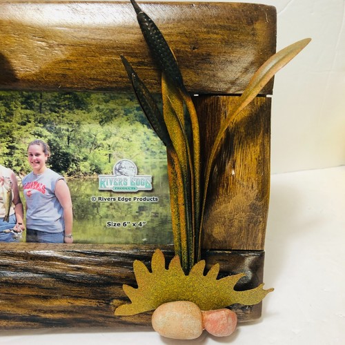 BASS 4 X 6 FIRWOOD ROOT Photo Frame Fishing by River's Edge NO BOX - Picture 3 of 8