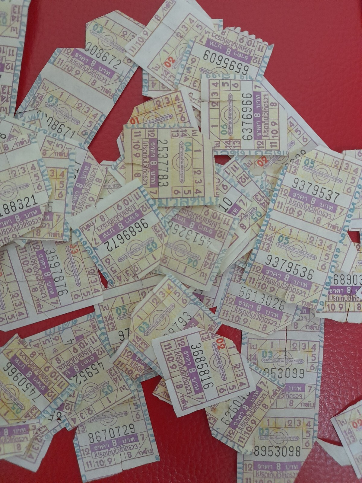 Bangkok bus tickets, Thailand, Year 1987-1992, Ticket 8 baht, 60 pieces, SET13