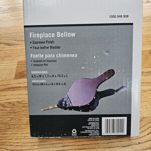 Fireplace Bellow New Manual Wood Blower Espresso Finish 6.5 X 1.2 X 15.2 Inch - Afbeelding 1 van 9