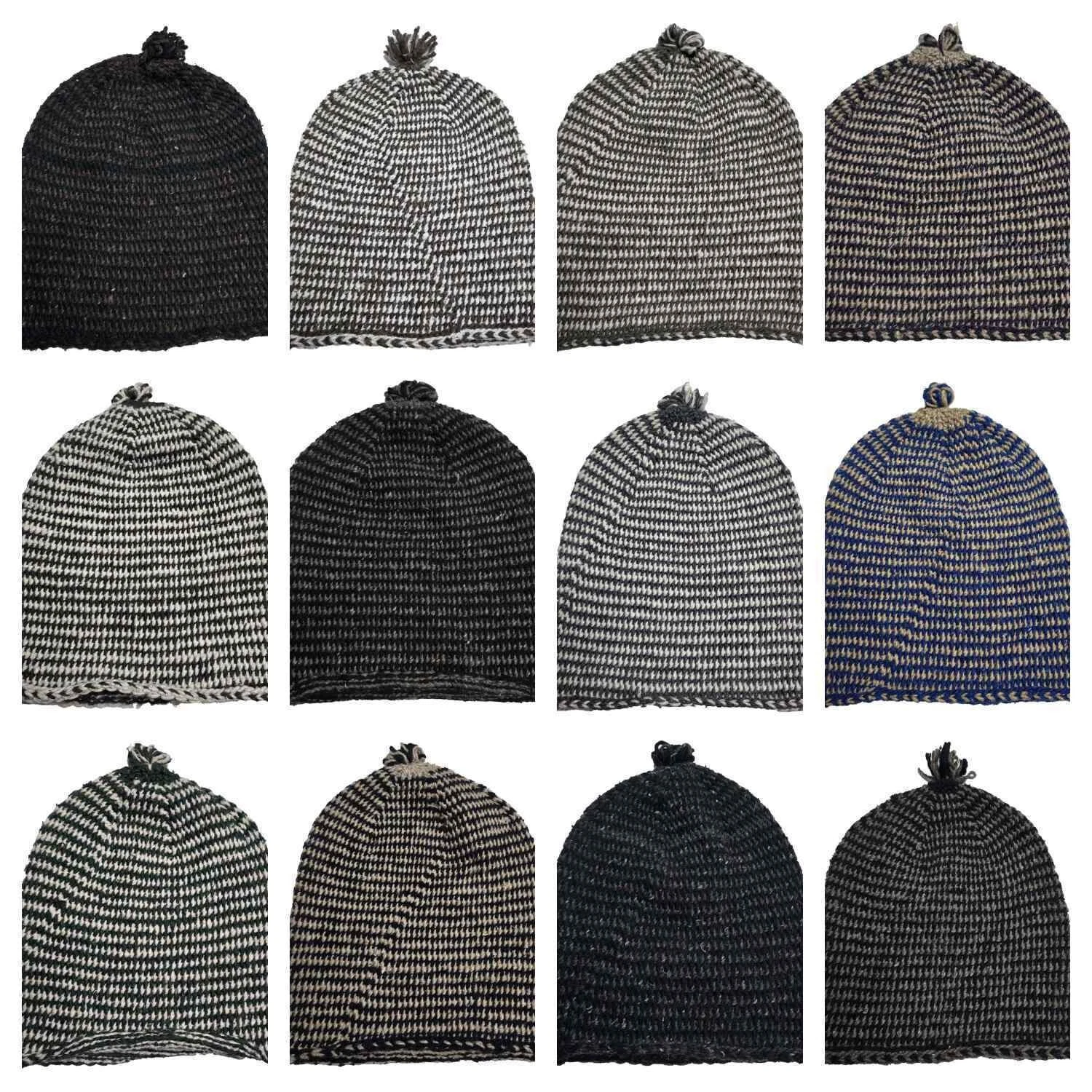 Unisex Winter Multicoloured Beanie Moroccan 100% Hand Knitted Wool Hat