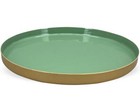 Tabletts mit Goldrand rund Dekoteller Dekotabletts Dekoschalen grün in 2 Größen