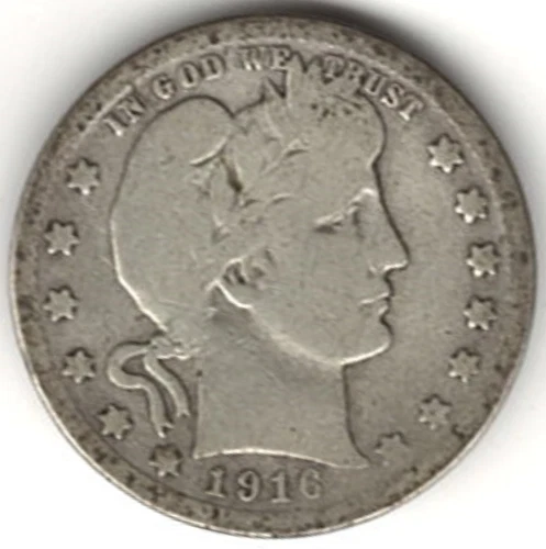 1916 D BARBER QUARTER in GOOD + condition ~ FULL RIM'S ~SEE THE SCAN   stk s 001