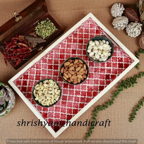 Indian Bone Inlay Tray - Ethnic Design - Decorative BoneT ray- Gift Idea for her - Picture 3 of 30
