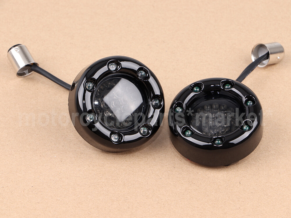 Black/Red FireRing LED Bullet Turn Signals Kit for HD Harley Touring