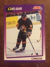 Greg Adams 44 Score 1991 NHL Hockey Trading Card
