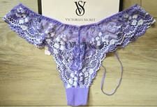 NWT Rare Vintage Y2K Victoria's Secret Lavender Lace Corset Tie Thong Panties L