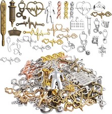 Nurse Charms Doctor Pendants Bulk Antiqued Silver Assorted Medical Jewelry