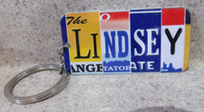 Ganz Metal Keychain Name Key Ring License Plate Embossed Personalized YOU CHOOSE