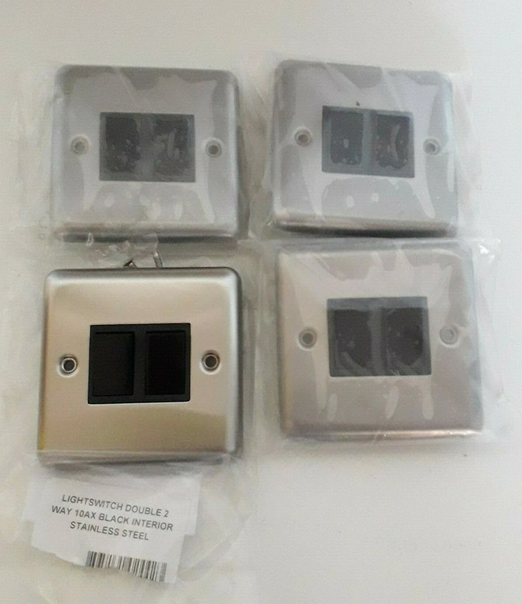B Q 4 x Light Switch Double Pole 2 Way 10AX Stainless Steel NEW