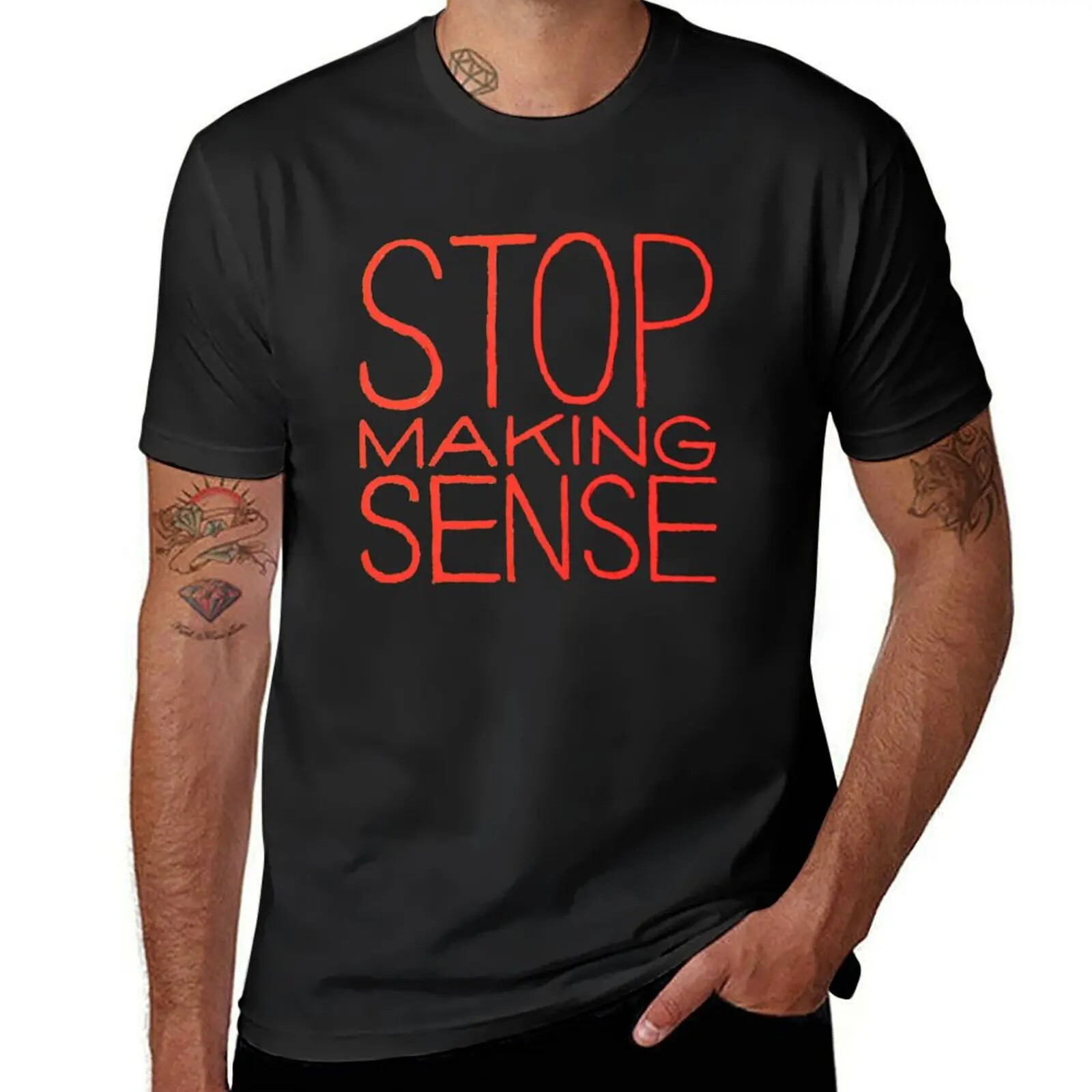 Stop Making Sense Graphic Short Sleeve Tee Summer Plain Tops-image
