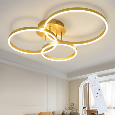 LED Deckenleuchte 74W 82cm Gold Deckenlampe CCT/mit FB Wohnzimmer Esszimmer